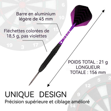 Fléchettes 16 cm 3 PCS Corps en acier plaqué Tige en aluminium Avec boîte de rangement adapté aux cibles de fléchettes rigides